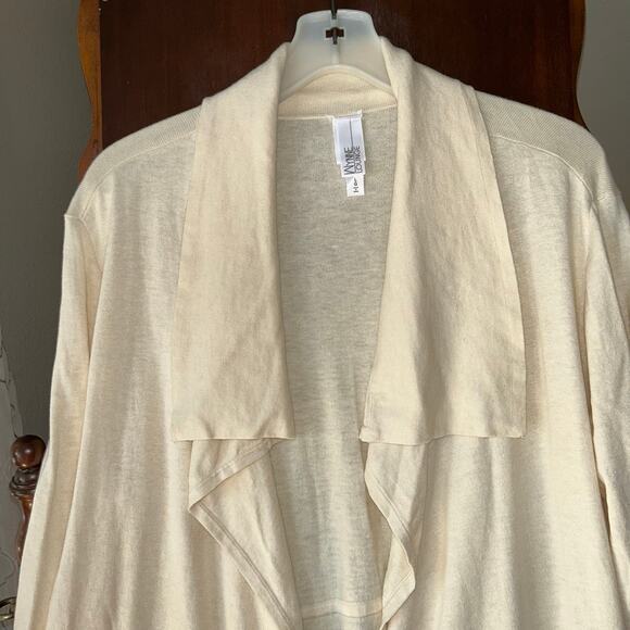 EUC Wynne Lounge Cardigan Jacket Womens Large Cream Drawstrings Layers - Picture 3 of 10